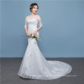 Latest design off shoulder mermaid lace wedding dress with train vestido de novia de encaje hot sale elegant bridal dress